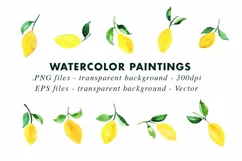Watercolor Lemons Sublimation Clipart in PNG & Vector EPS Product Image 2
