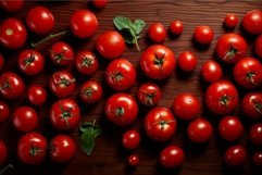 Fresh tomatoes on wooden surface Product Image 1