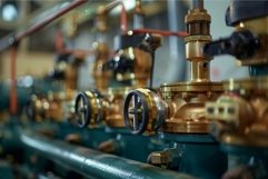 Industrial piping and valves closeup Product Image 1