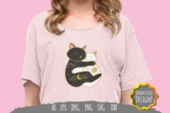 Day and Night Hugging Cat SVG Product Image 1