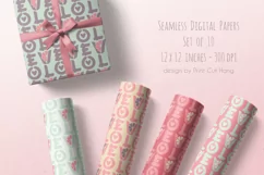 Seamless Valentine Papers Love and Xoxo 10 PNG files Product Image 8