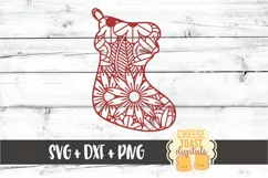 Christmas Stocking - Zen Doodle SVG PNG DXF Cut File Product Image 2