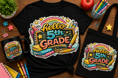 Hello 5th Grade PNG | Back to School Sublimation Design Product Image 1