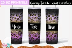 Pink Leopard Skinny Tumbler sublimation wrap design Product Image 1