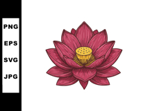 Red lotus flower detailed vector illustration with yellow ce Product Image 1