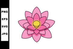 Pink lotus flower vector illustration with yellow center pet Product Image 1