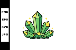 Green and yellow crystal cluster with sparkling glow vector Product Image 1