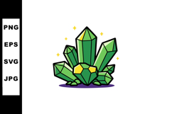 Green crystal cluster with yellow highlights sparkling vecto Product Image 1