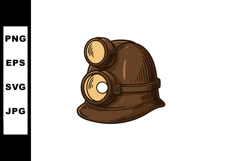 Vintage brown miner helmet with twin lamps vector illustrati Product Image 1