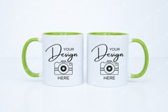 Mug Mockup 11 Oz Blank White Coffee Cup Lime Green Handle Product Image 1