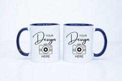 Mug Mockup 11 Oz Blank White Coffee Cup Dark Blue Handle Product Image 1