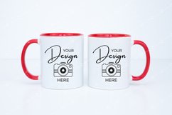Mug Mockup 11 Oz Blank White Coffee Cup Red Handle Product Image 1