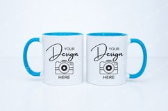 Mug Mockup 11 Oz Blank White Coffee Cup Blue Handle Product Image 1
