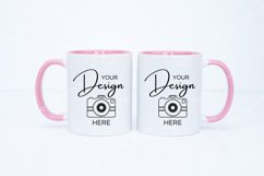 Mug Mockup 11 Oz Blank White Coffee Cup Dark Pink Handle Product Image 1