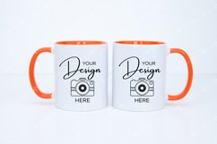 Mug Mockup 11 Oz Blank White Coffee Cup Orange Handle Product Image 1