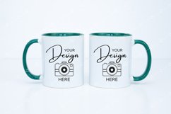 Mug Mockup 11 Oz Blank White Coffee Cup Green Handle Product Image 1