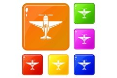 Small plane icons set vector color Product Image 1