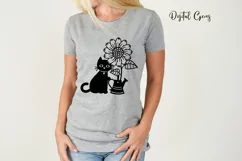 Cat sunflower and watering can design SVG / PNG / EPS / DXF Product Image 5