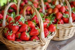 Juicy Basket fresh strawberries garden. Generate Ai Product Image 1