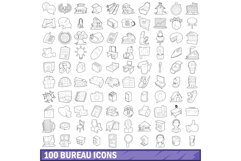 100 bureau icons set, outline style Product Image 1