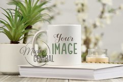 Coffee Glass Mug Cup Mockup on Spring Table Top, JPG Product Image 1