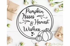 Pumpkin Kisses And Harvest Wishes svg, thanksgiving svg Product Image 1