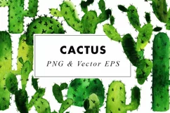 Watercolor Cactus Illustration Clip Art in PNG & EPS Vector Product Image 1