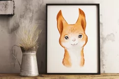 Watercolor woodland animals Squirrel png Nursery wall decor Product Image 6