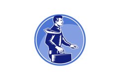Businessman Carry Attache Case Walking Side Woodcut Product Image 1