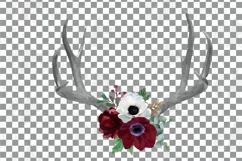 Watercolor Floral Deer horn clip art, Tribal decoration png Product Image 6
