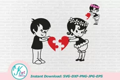 heart puzzle boy and girl, romance svg, wedding svg dxf file Product Image 1