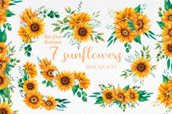 Sunflowers bouquets, Watercolor sunflower sublimation Product Image 1