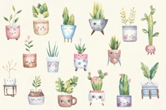 Watercolor home plants Clipart. Home plants in pots. jpg png Product Image 3