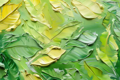 Oil Painting of Green and Yellow Floral Shapes Background Product Image 1