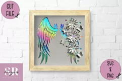 3D Angel wings| Paper cutting | Floral Angel wings SVG Product Image 3