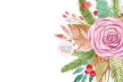 Watercolor Christmas bouquet clipart. Product Image 2