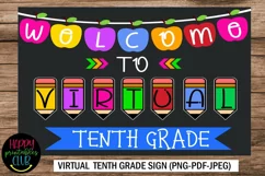 Welcome to Virtual Tenth Grade Sign- First Day of School Product Image 1