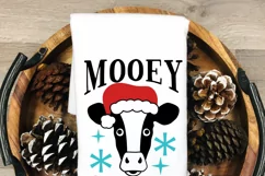 Mooey Christmas cow svg, Farm holiday cut file Product Image 2