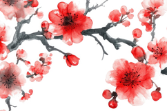 Watercolor Blooming Cherry Blossom Background Wallpaper Product Image 1