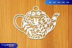 Floral Teapot Papercut SVG Product Image 1