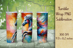 Colorful Horse Tumbler Wrap Sublimation Product Image 1