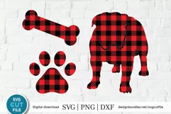 Buffalo plaid dog - a bone and dog paw file with paw print Product Image 1