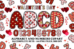 Valentine Alphabet Clip Art, valentines day letters doodle Product Image 1