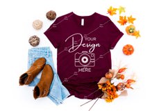 Bella Canvas 3001 Mockup Maroon T-shirt Mockup Fall Product Image 1