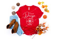 Bella Canvas 3001 Mockup Red T-shirt Mockup Fall Product Image 1