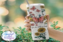 Flowers and Butterflies | 20 oz Straight glass Sublimation Product Image 2