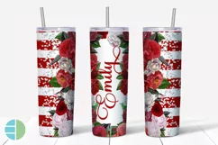 Skinny Tumbler Sublimation Designs Red Roses - Add a Name Product Image 2