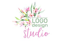 LOGO with alstroemerias Watercolor png Product Image 3