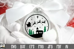 Christmas Ornament SVG File - Santa and Reindeer SVG Product Image 1