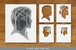 Man Silhouette Layered Papercut 3D Product Image 1
